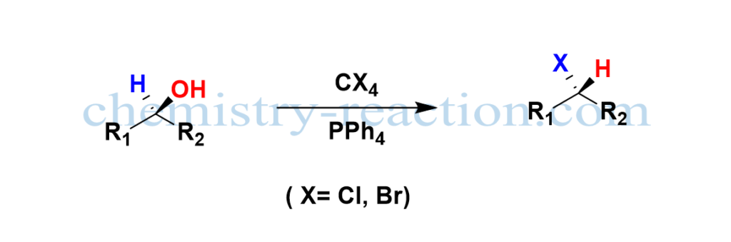 Appel reaction : reagent and product, 
substitution reaction