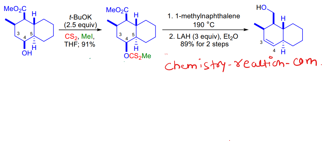 Chugaev reaction with example
