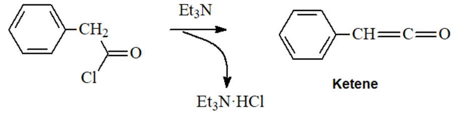 dehydrohalogenation of acid chlorides by trialkylamines 